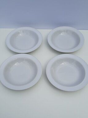 Crown Corning Japan White Soup Cereal Bowls Set of 4 Classic Rimmed